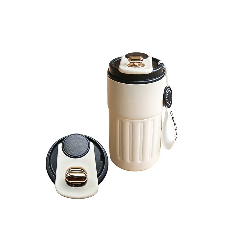 Smart LED Temperature Display Coffee Thermos Mug with Leather Strap