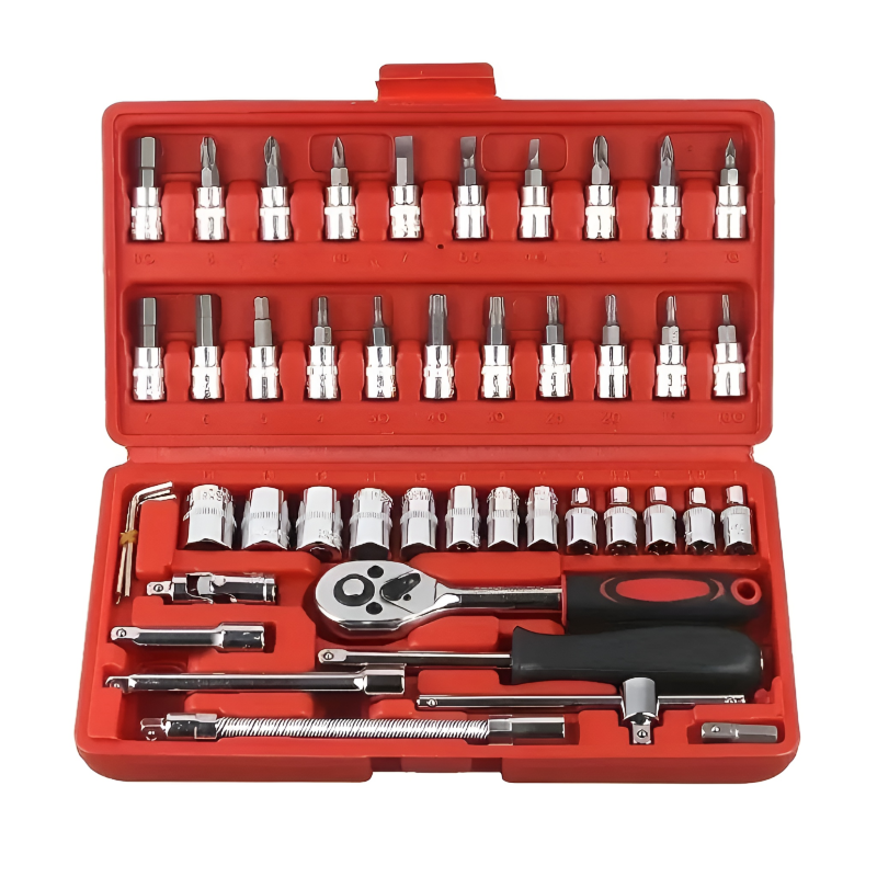 Professional 46-Piece Ratchet and Socket Tool Set