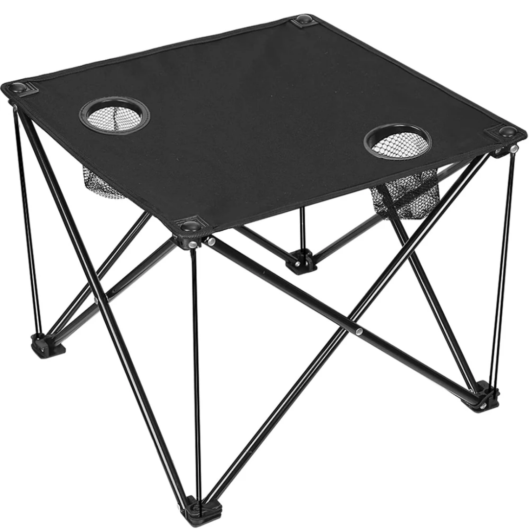 Portable Folding Camping Table with Mesh Cup Holders