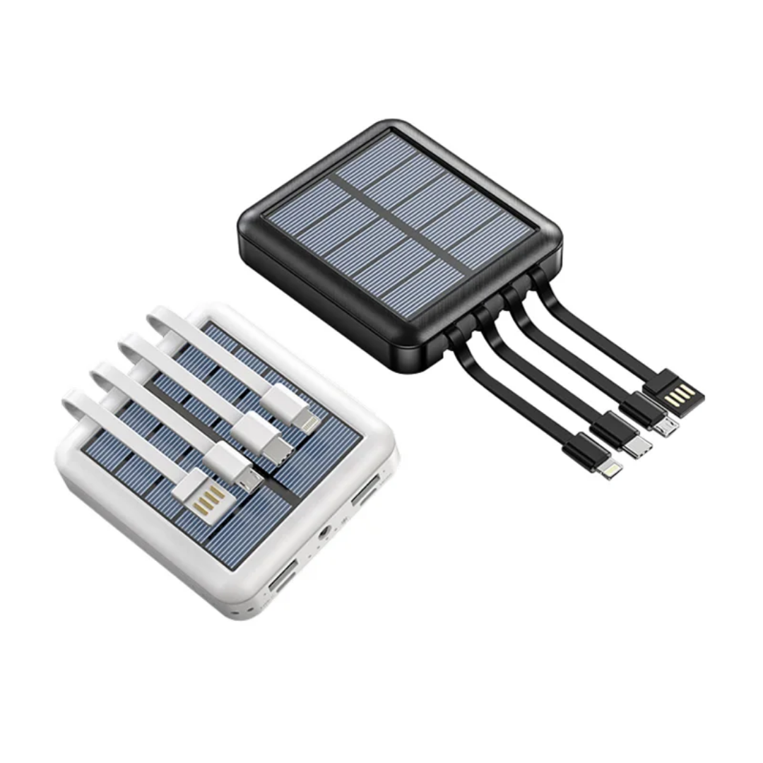 Portable Solar Power Bank with Built-in Cables