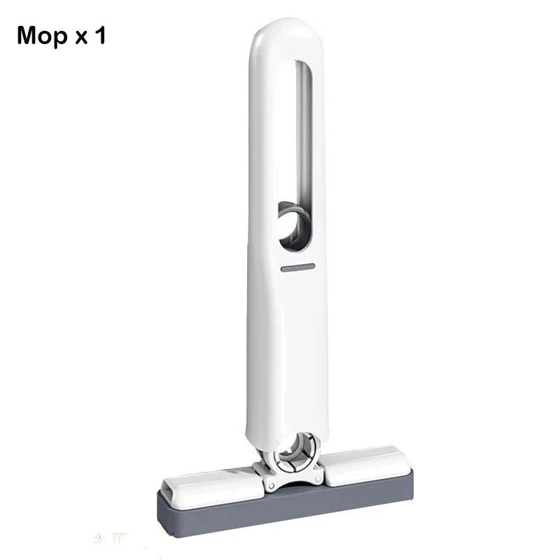 Handheld Mini Squeeze Mop, White Handle and Grey Sponge (1 pc)