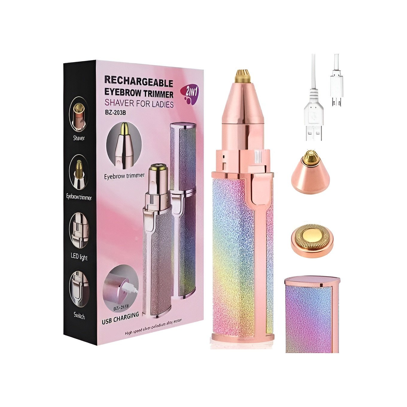 2-in-1 Rechargeable Precision Hair Remover and Eyebrow Trimmer