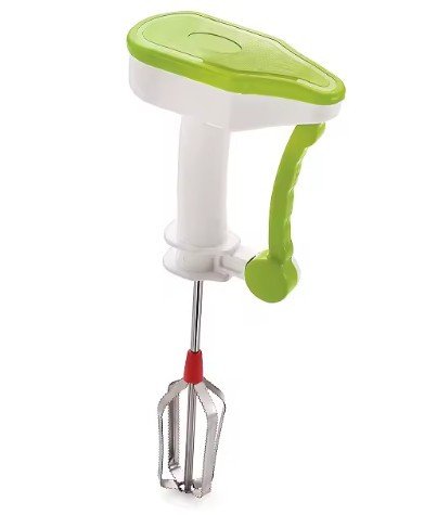 Manual Rotary Hand Mixer, White and Lime, Twin Steel Beaters