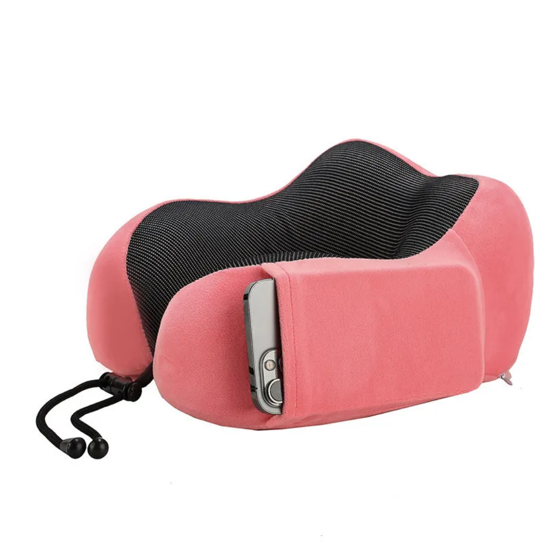 Ergonomic Travel Neck Pillow with Adjustable Drawstrings