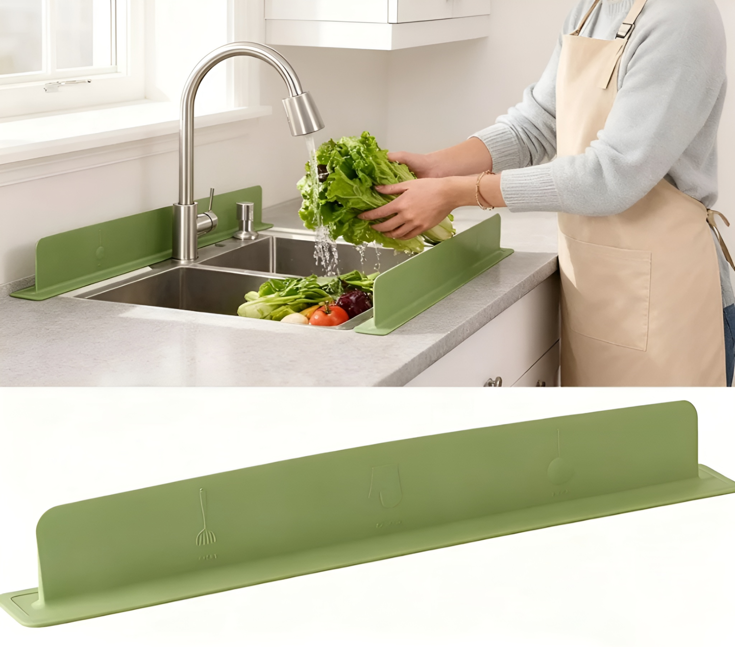 Silicone Kitchen Sink Splash Guard with Suction Cups