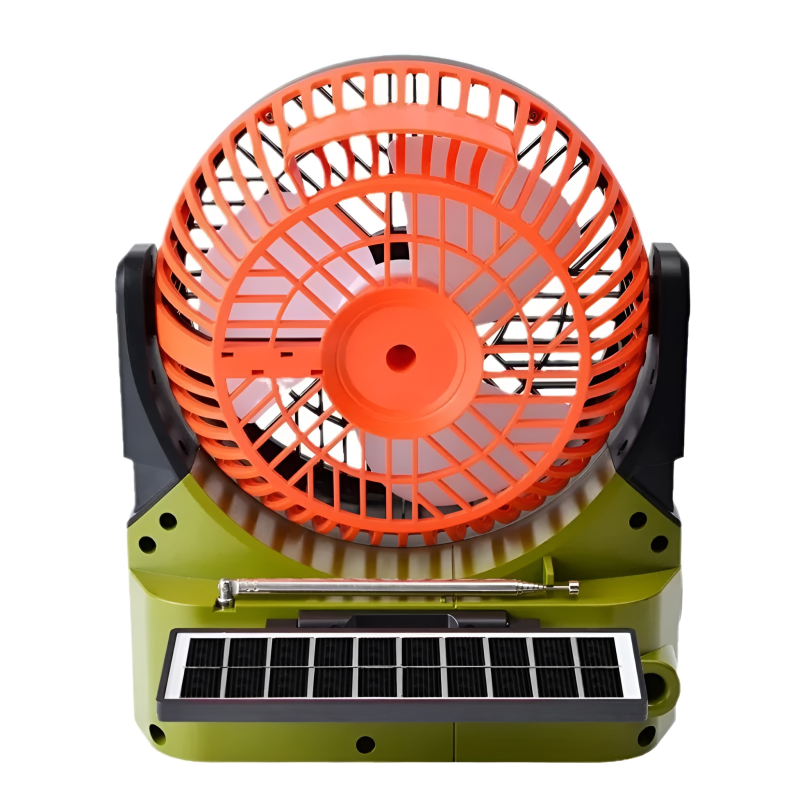 Portable Solar Fan with Bluetooth Speaker and FM Radio and LED Light