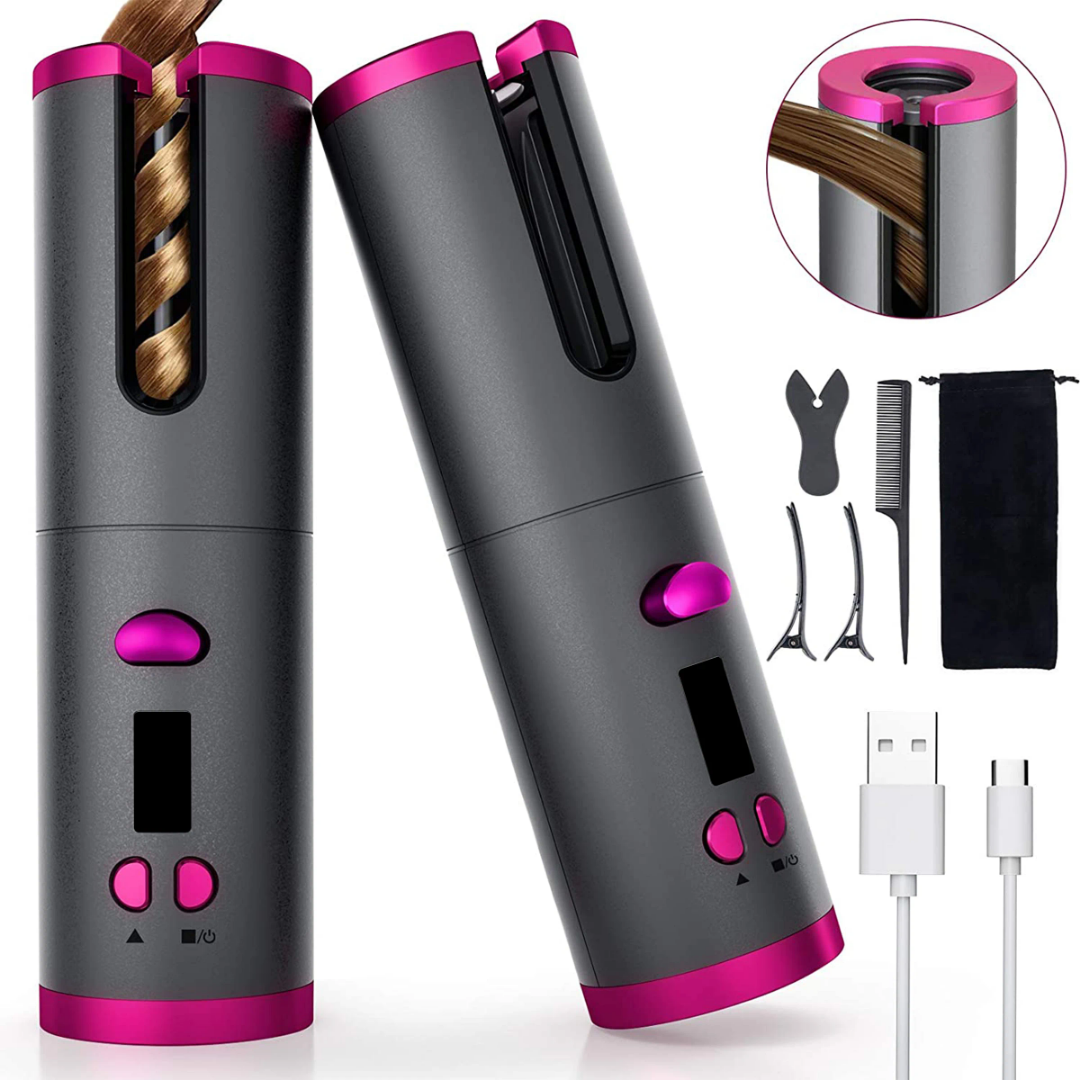 Wireless Automatic Hair Curler with Ceramic Rotating Barrel