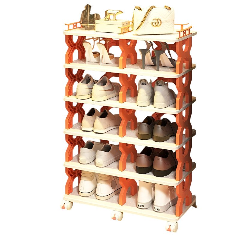 Multi-Tier Mobile Shoe Rack with Wheels