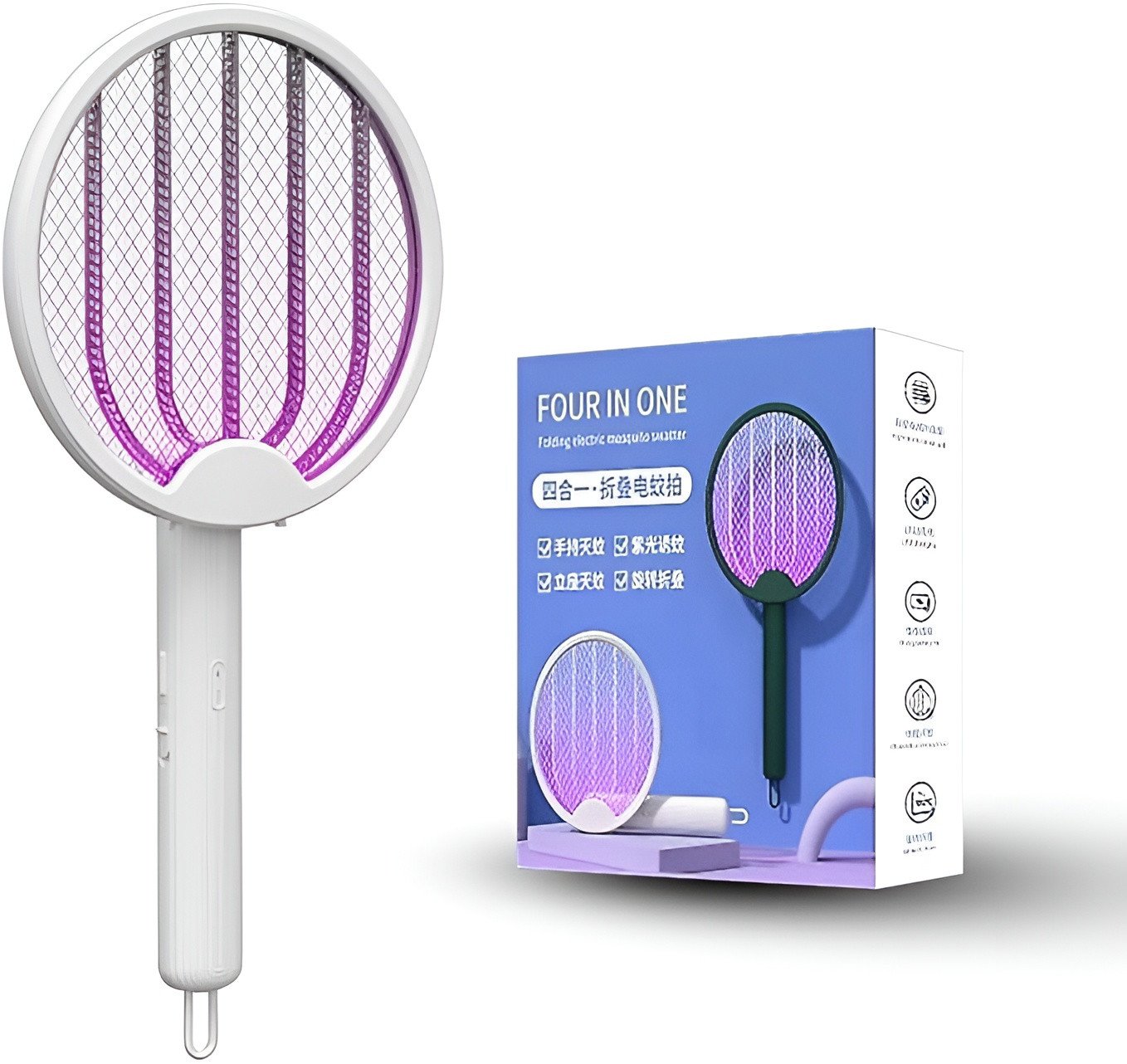 Folding Electric Mosquito Swatter & UV Insect Trap Lamp