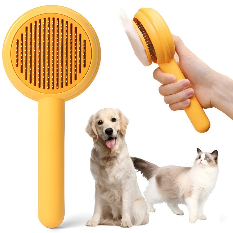One-Click Self-Cleaning Pet Grooming Brush