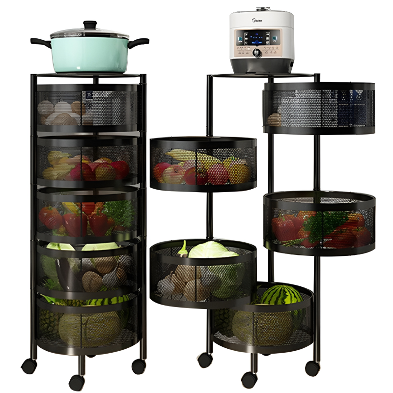 Multi-Layer Rotating Storage Rack with Wheels