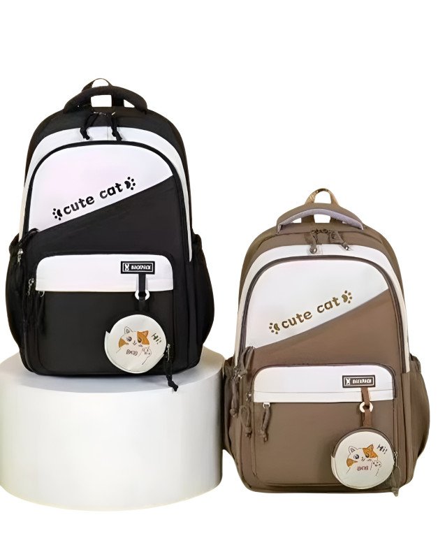 Multi-Compartment Student School Backpack with Matching Mini Pouch