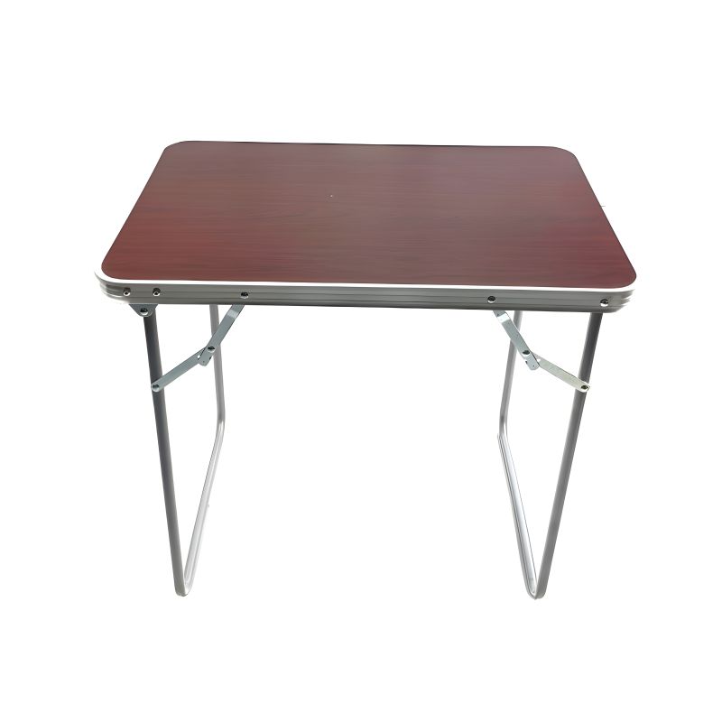 Portable Folding Aluminum Table with Wood Grain Finish
