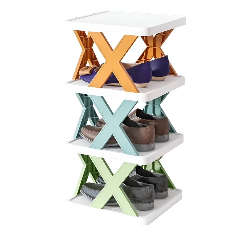 5-Tier Vertical Shoe Rack with Stackable X-Shaped Support Frame