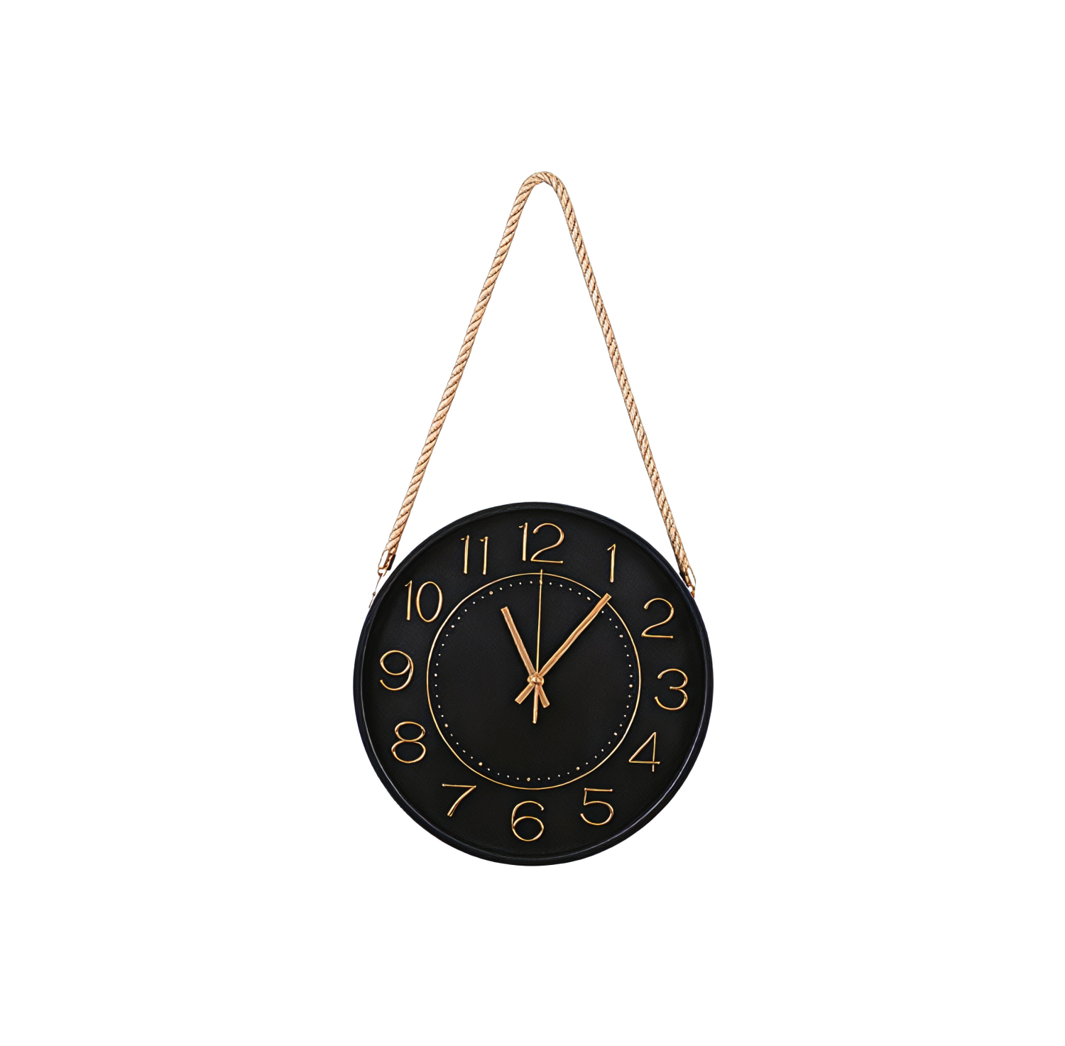 Modern Nordic Wall Clock with Rustic Jute Rope Hanging