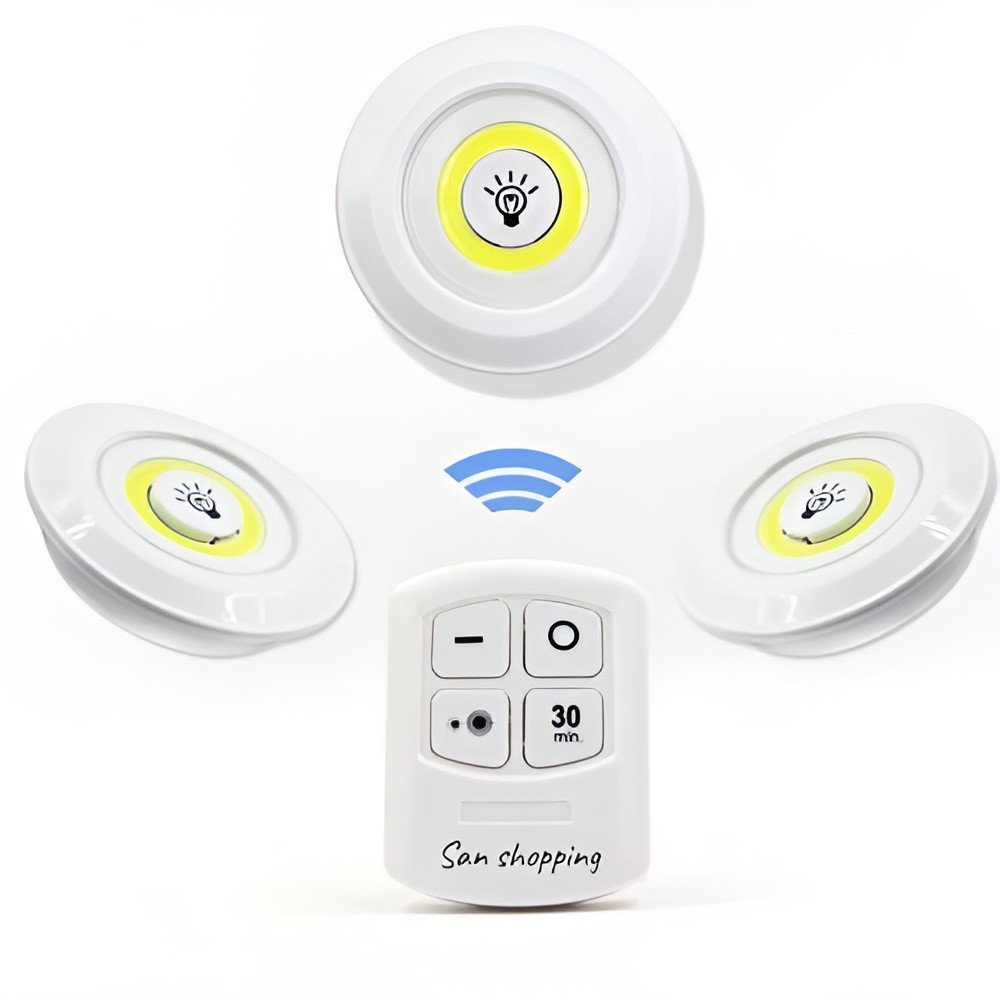 Wireless Remote Control LED Puck Light Triple Set