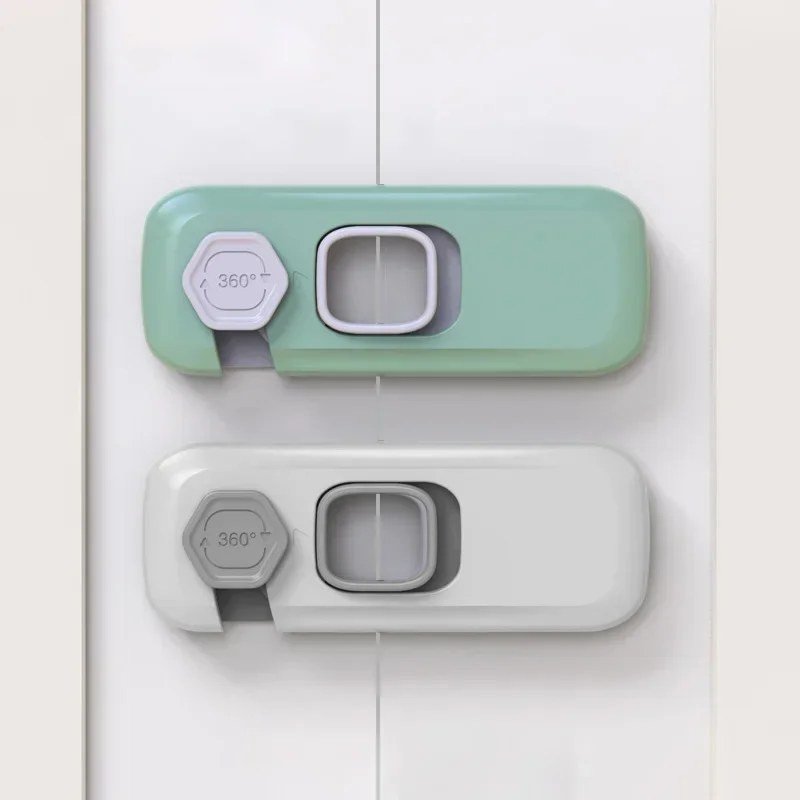 Adhesive 360° Child Safety Cabinet Lock (Green or Grey, 1 pc)
