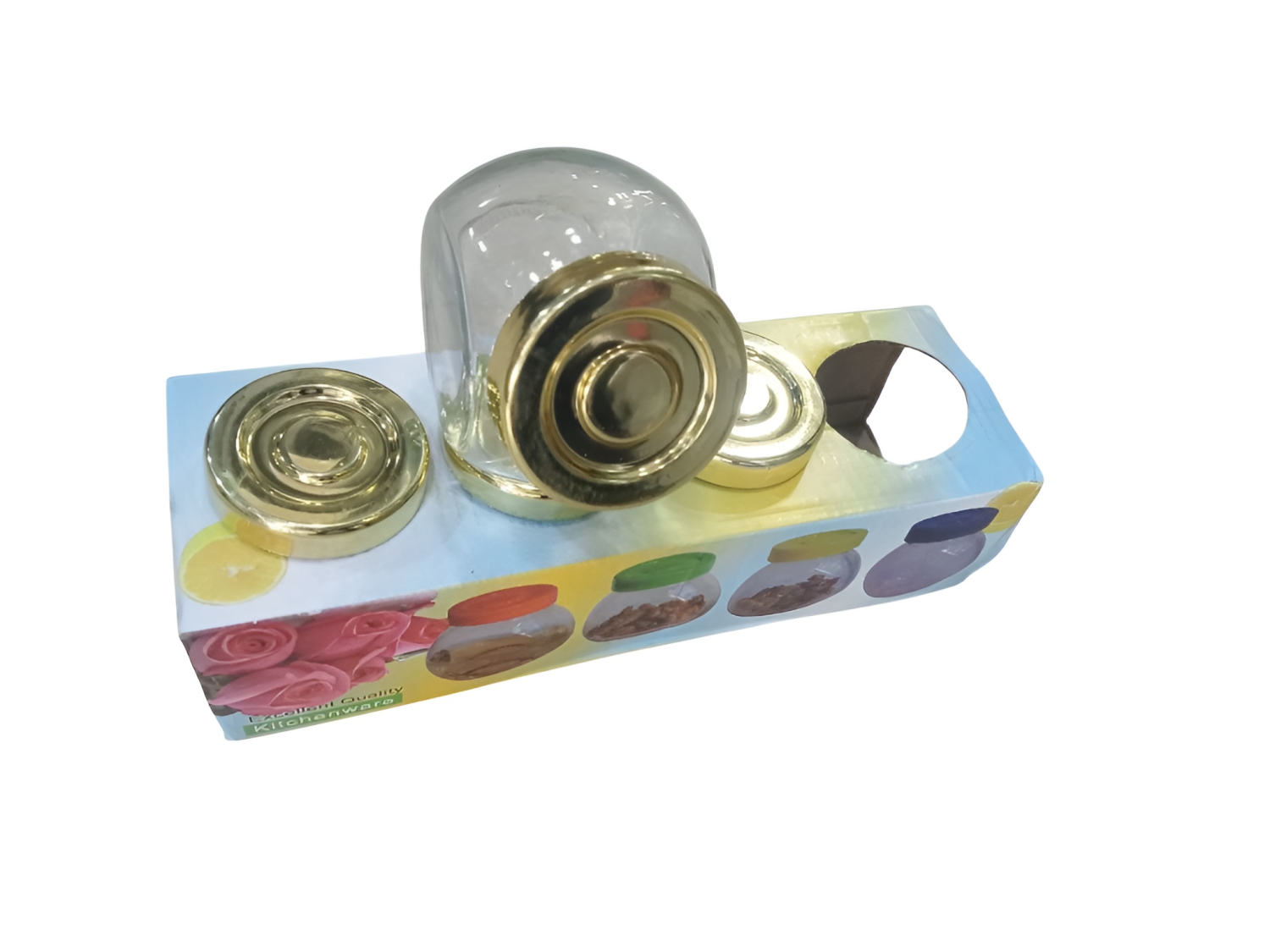 Elegant Spice Jar Set with Airtight Gold Lids