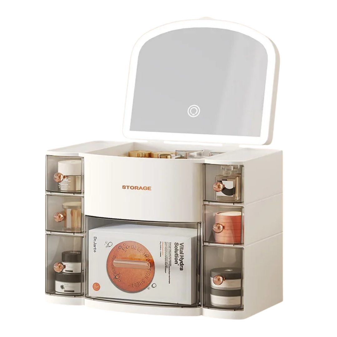 Luxury LED Mirror Makeup & Skincare Organizer