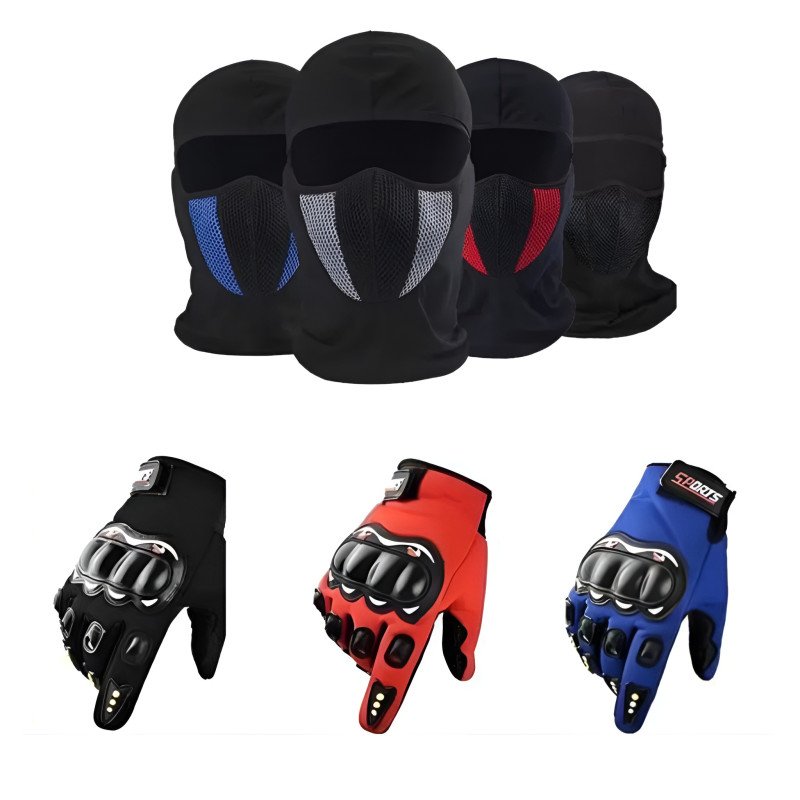 Tactical Motorcycle Gloves & Breathable Sports Balaclava Set