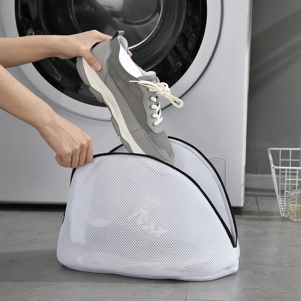 Mesh Shoe Laundry Bags with Zip, White, Pink or Blue