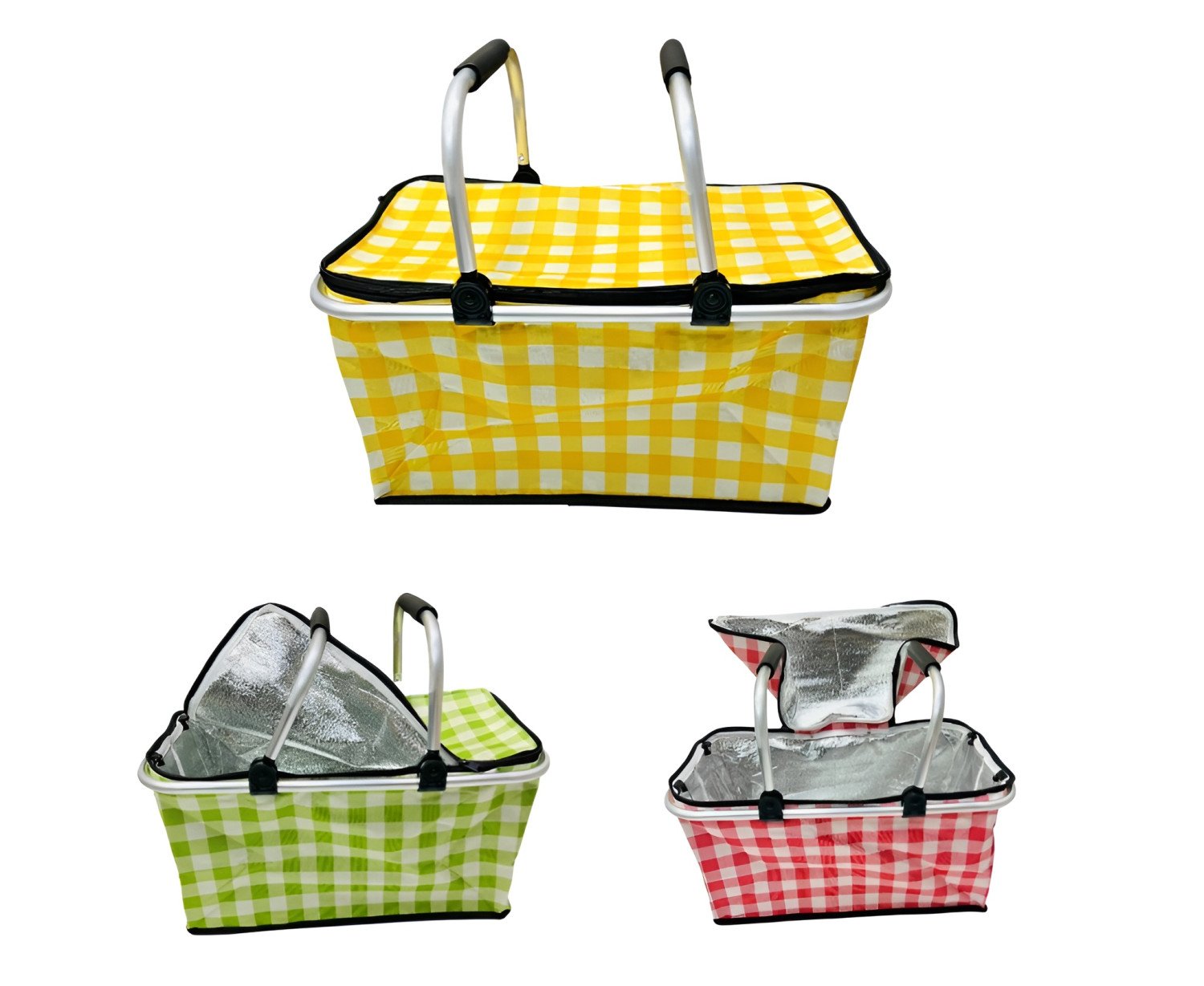Foldable Insulated Picnic Basket with Aluminum Frame