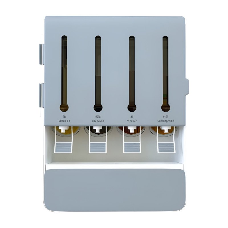 Wall-Mounted Integrated Kitchen Liquid Dispenser & Spice Organizer
