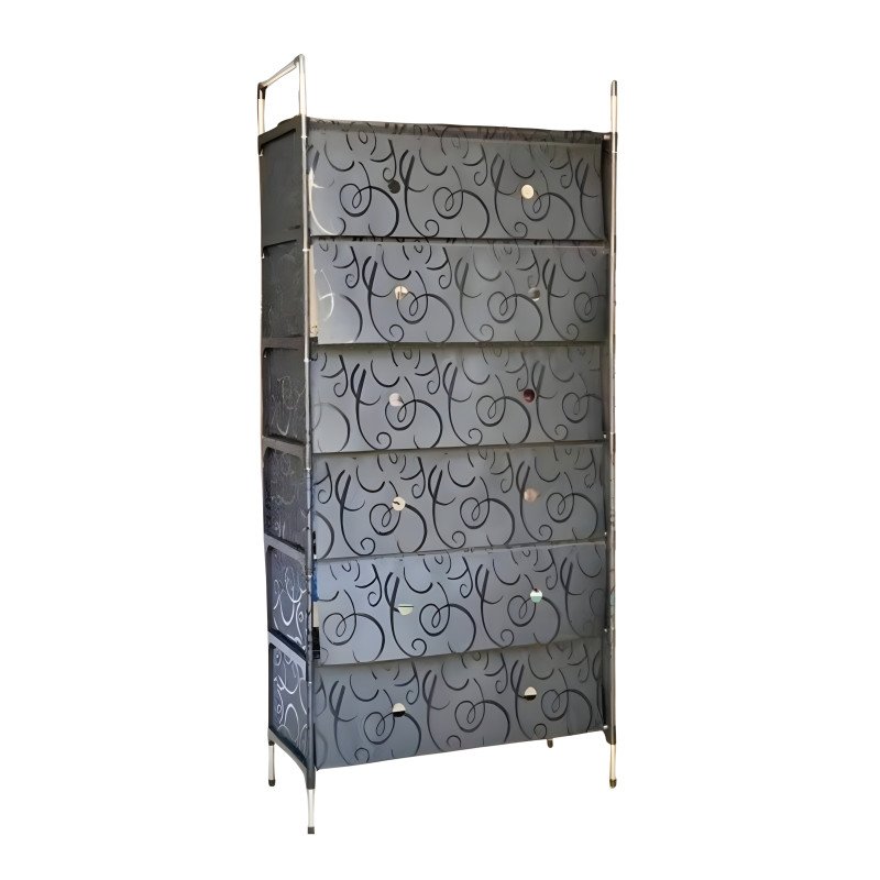 Multi-Tier Patterned Fabric Shoe Organizer with Dust-Proof Covers