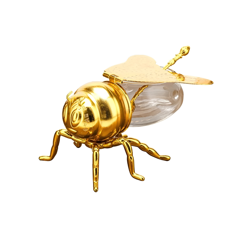Luxury Gold-Plated Bee Shaped Spice & Condiment Jar with Spoon