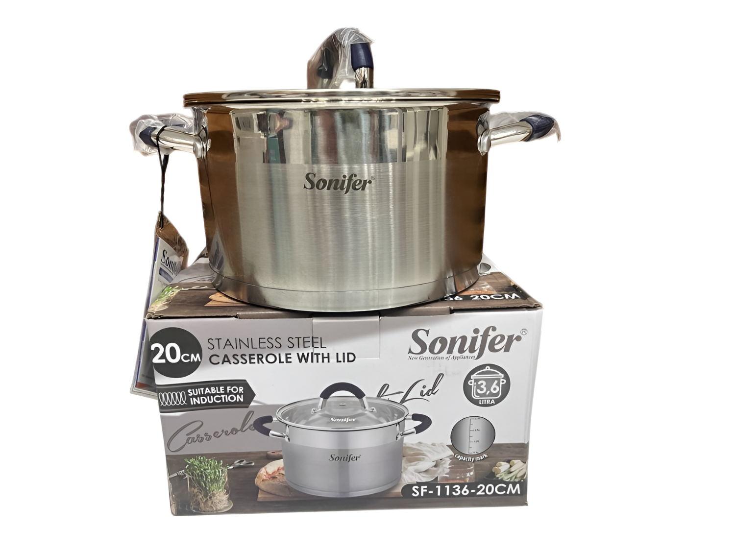 Stainless Steel Casserole with Lid SF-1136-20CM 3.6L