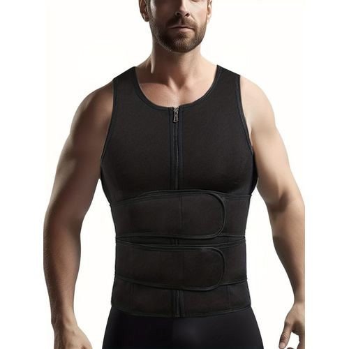 Men's Sauna Sweat Vest with Zipper and Dual Waist Straps