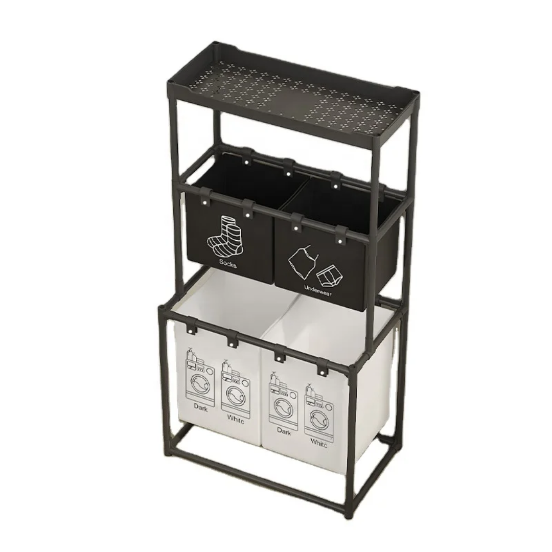 Multi-Tier Rolling Laundry Sorter & Organizer Rack