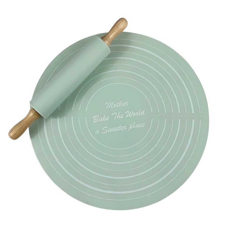 Silicone Rolling Pin & Baking Mat Set with Measurements