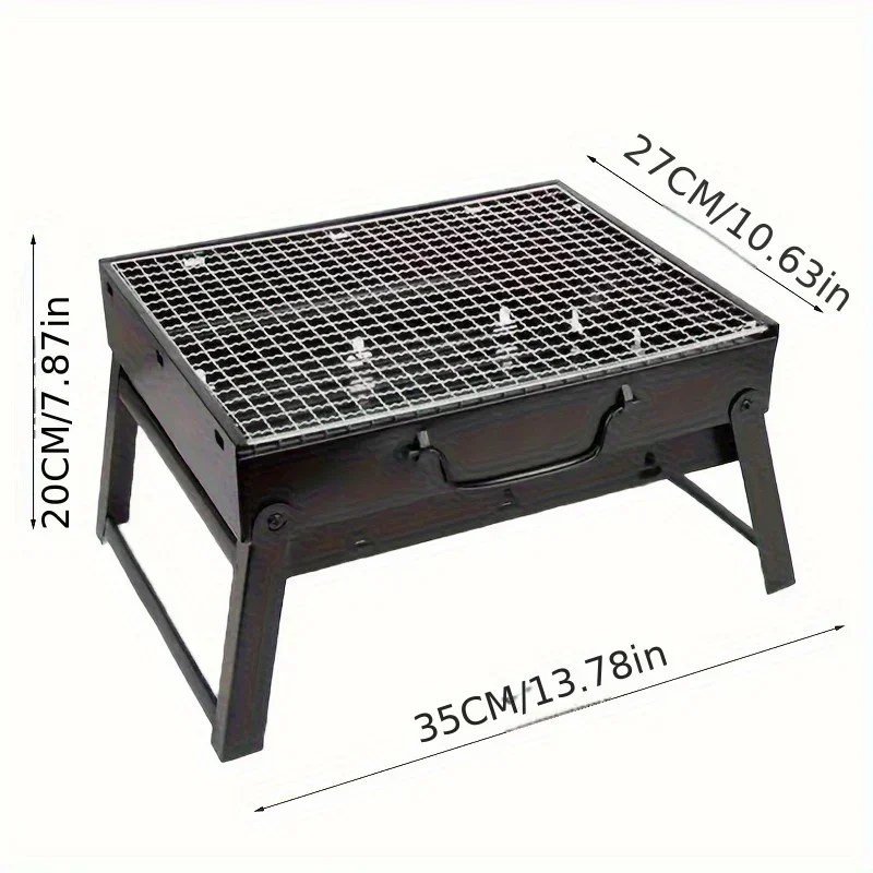 Portable Folding Charcoal BBQ Grill 35×27×20 cm (Black)