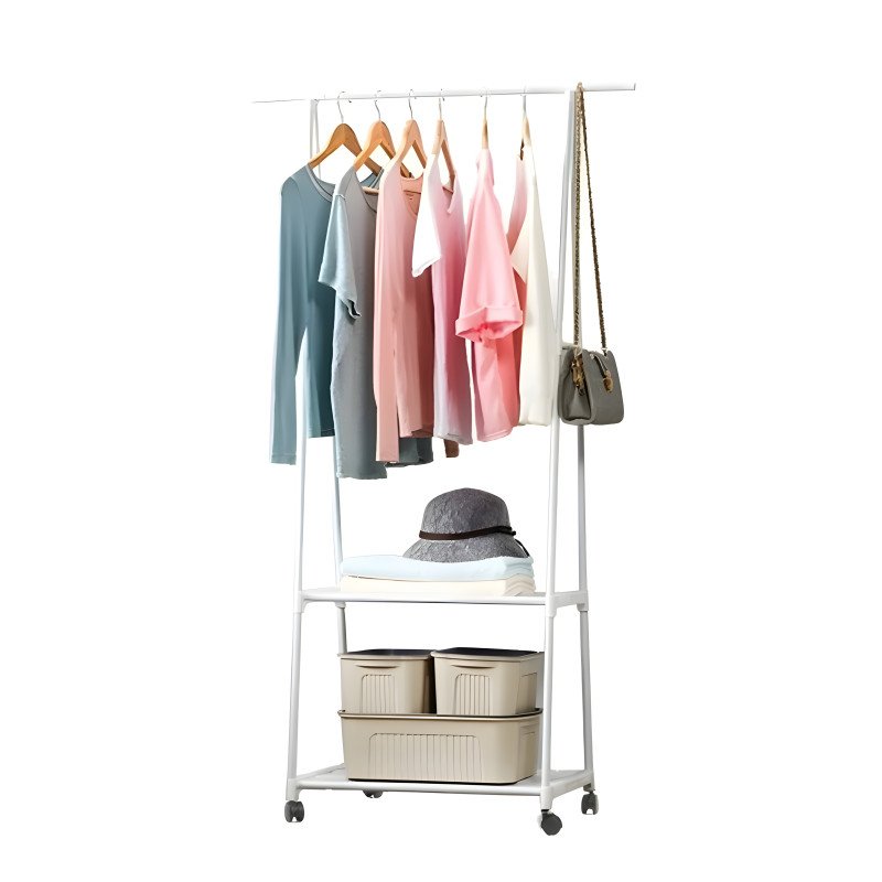 Multi-Functional Rolling Clothes Rack with Storage Shelves