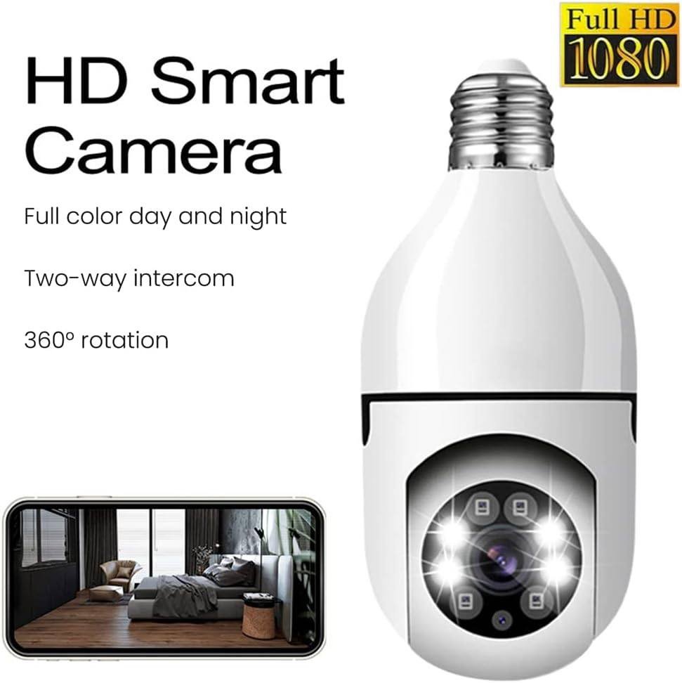 Smart WiFi Light Bulb Security Camera: 360° Panoramic View, Night Vision & Motion Detection