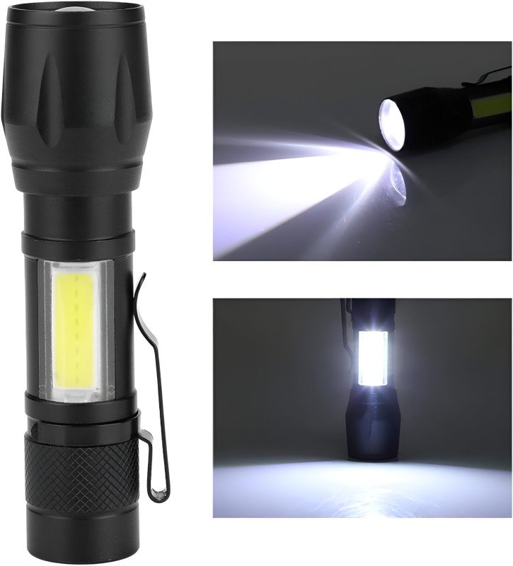 High-Power Telescopic Zoom LED Flashlight with COB Sidelight