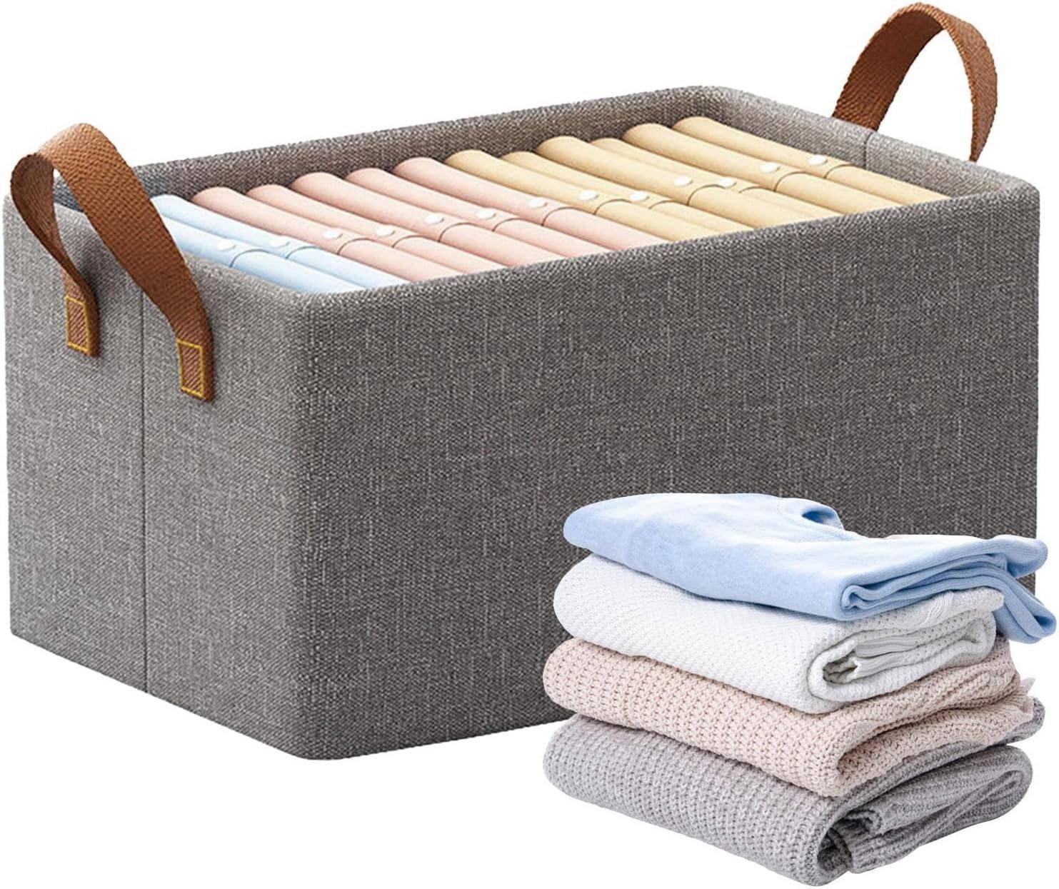 Foldable Wardrobe Clothes Organizer with Leather Handles