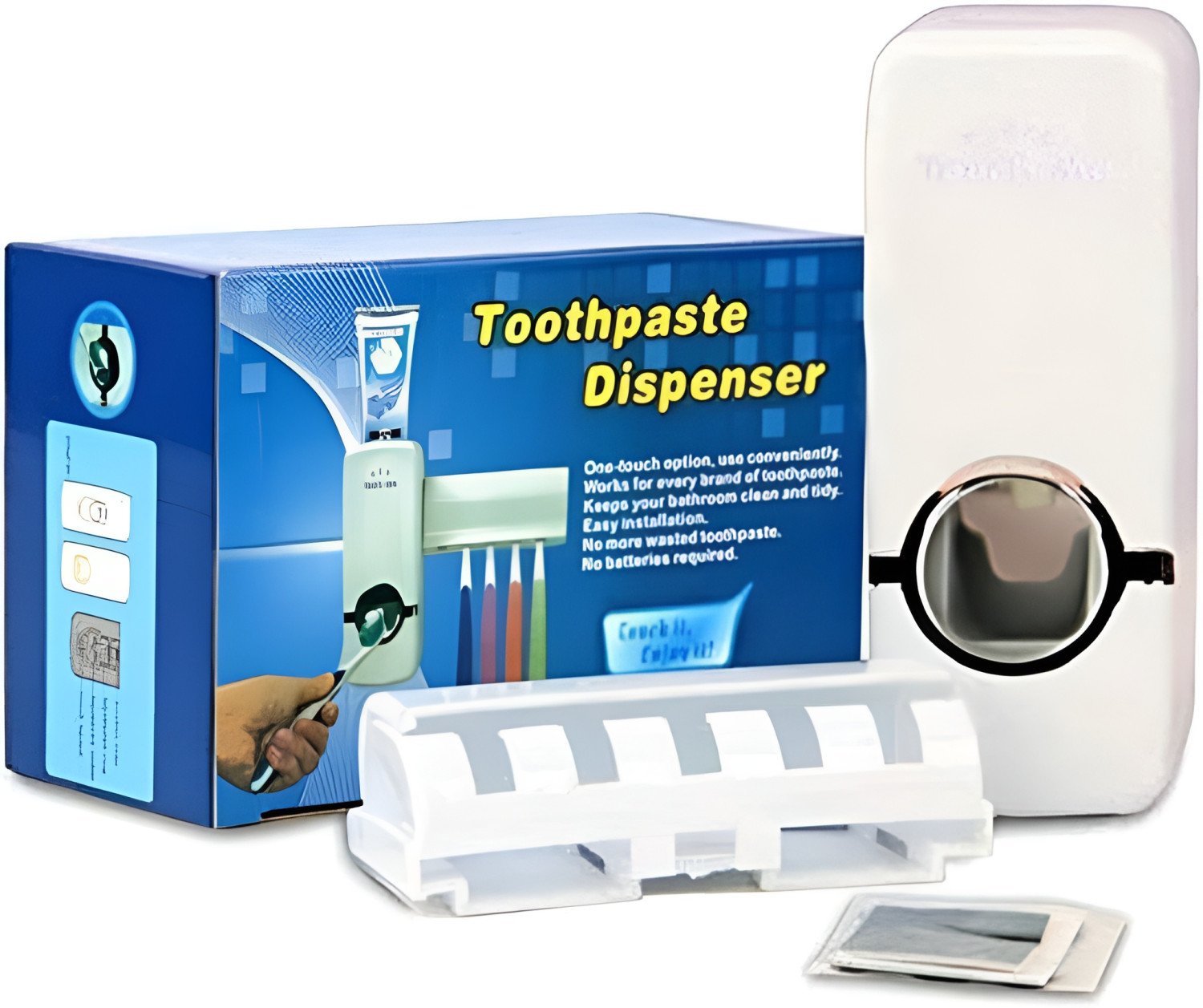 Hands-Free Automatic Toothpaste Dispenser & 5-Brush Holder Set