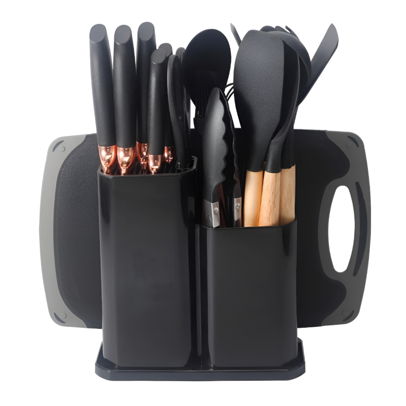 All-in-One Silicone Kitchen Utensil & Knife Set with Organizer