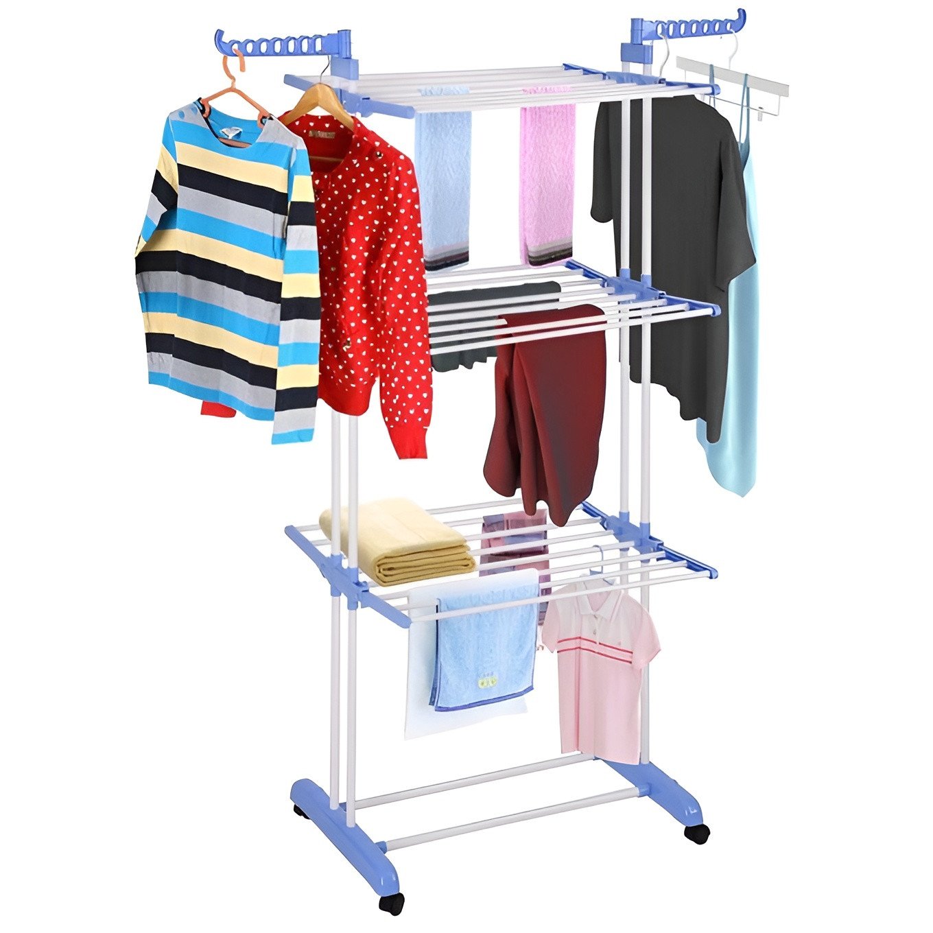 3-Tier Foldable Rolling Clothes Drying Rack