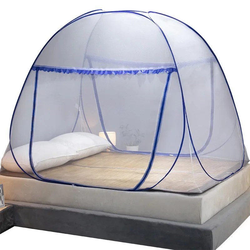 Foldable Yurt-Style Mosquito Net with Dual Zip Doors