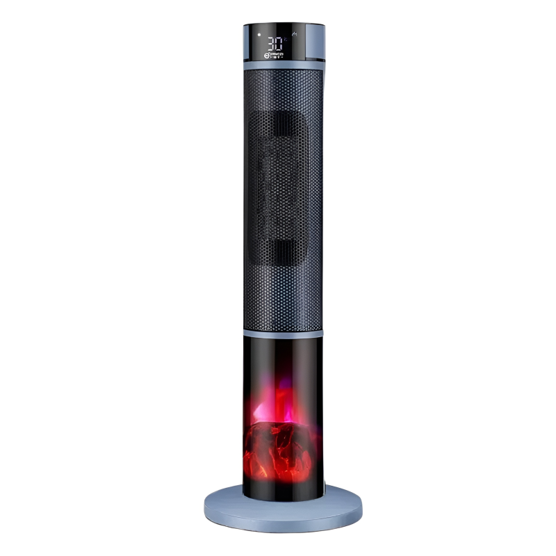 Modern Electric Tower Heater with 3D Flame Effect and Digital Display