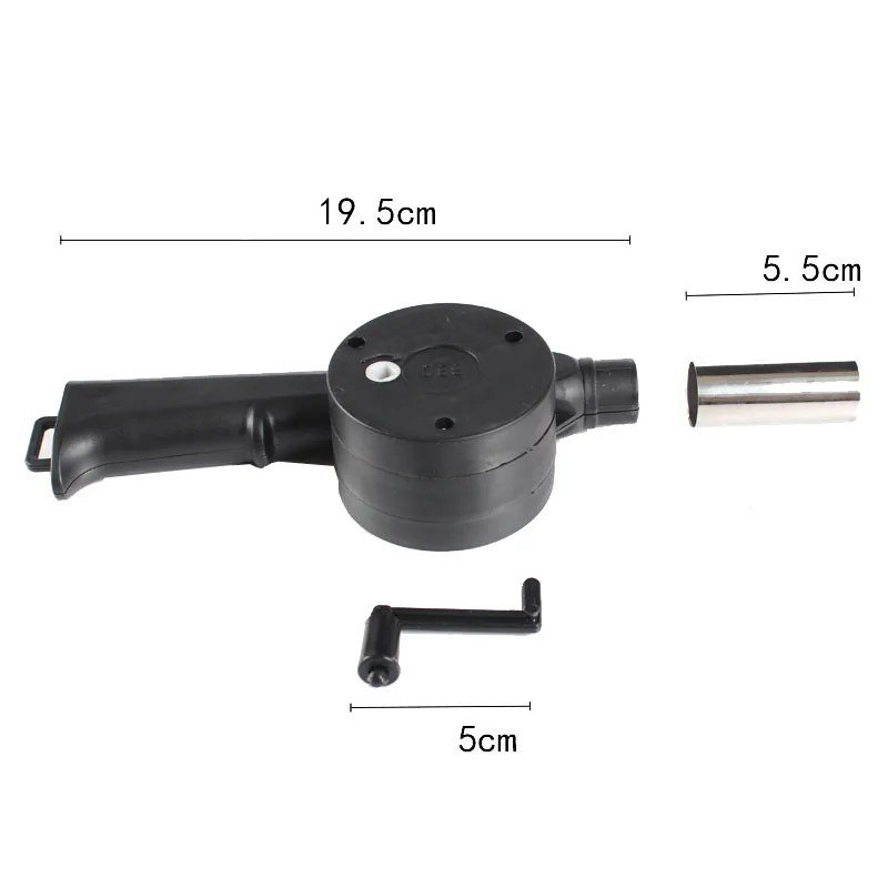 Manual Hand-Crank BBQ Fire Blower with Steel Nozzle
