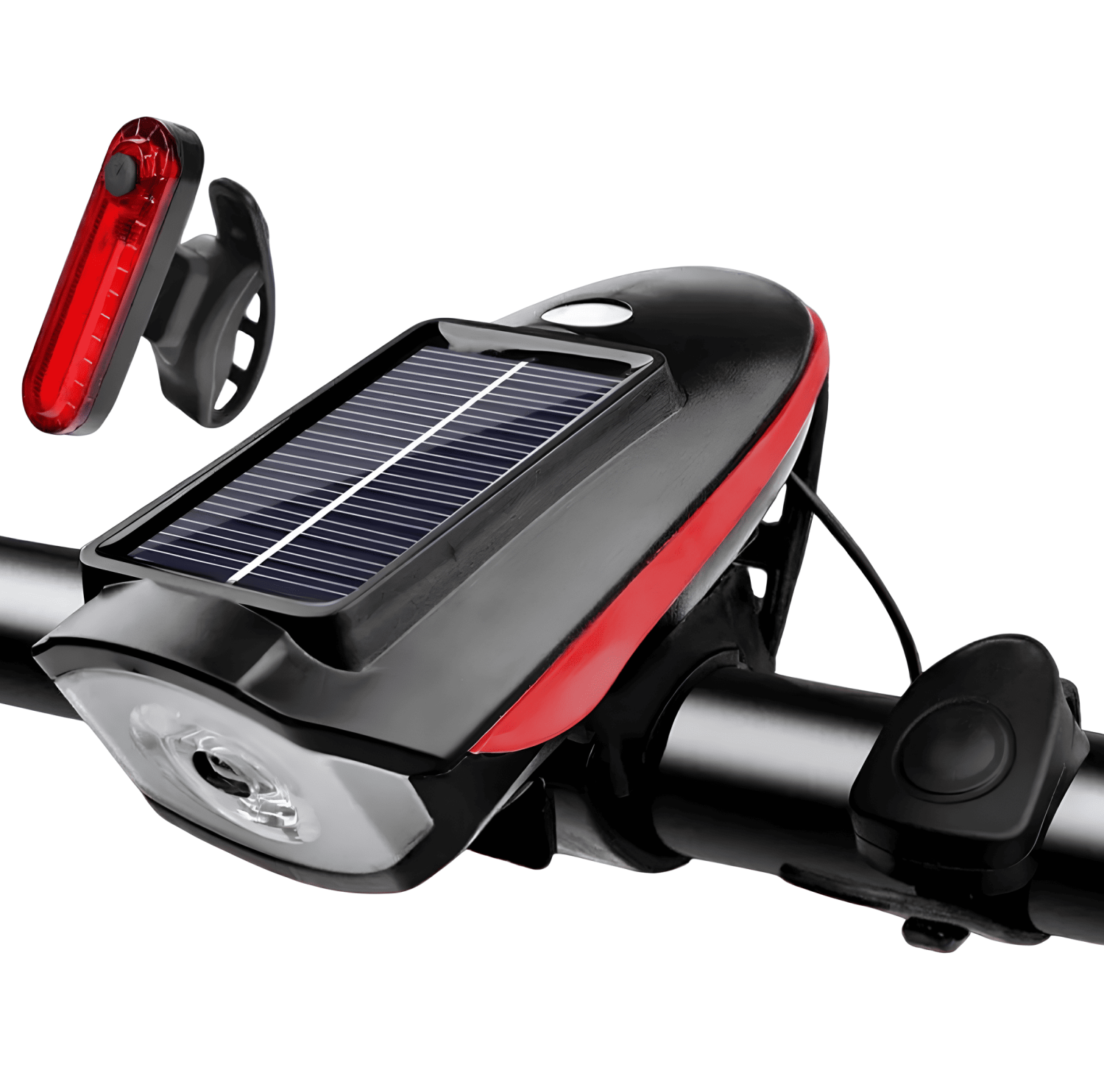 Solar Bike Light Set with Integrated Horn and Rear Tail Light