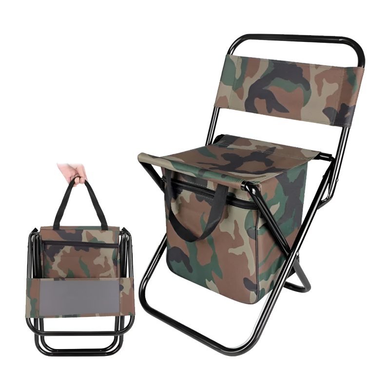 2-in-1 Folding Camping Chair with Integrated Cooler Bag