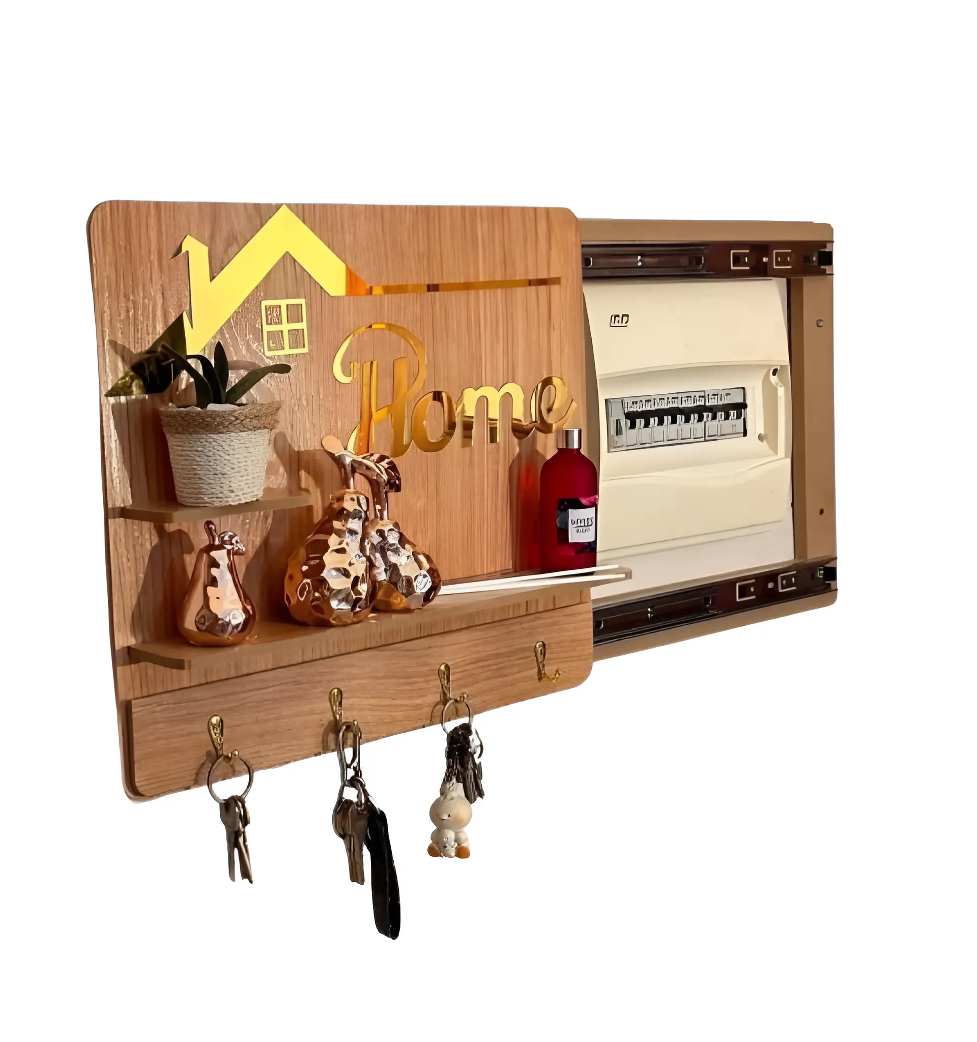 Multi-Functional Sliding Wooden Decorative Cover for Electric Boxes