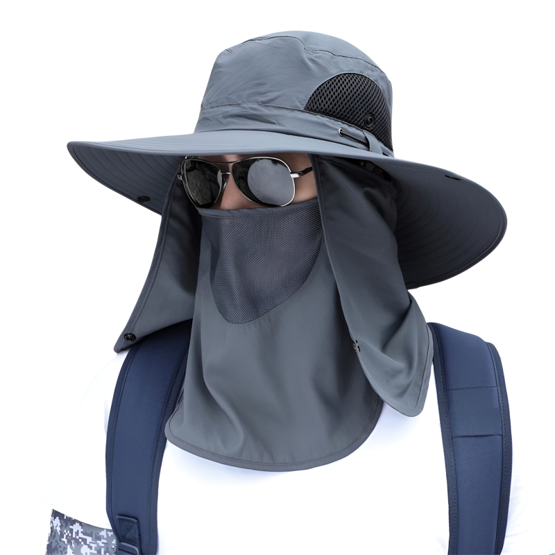 Sun Protection Outdoor Bucket Hat with Detachable Face & Neck Flap