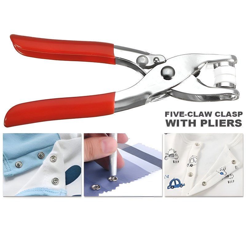 Metal Snap Button Fastener Kit with Precision Plier Tool