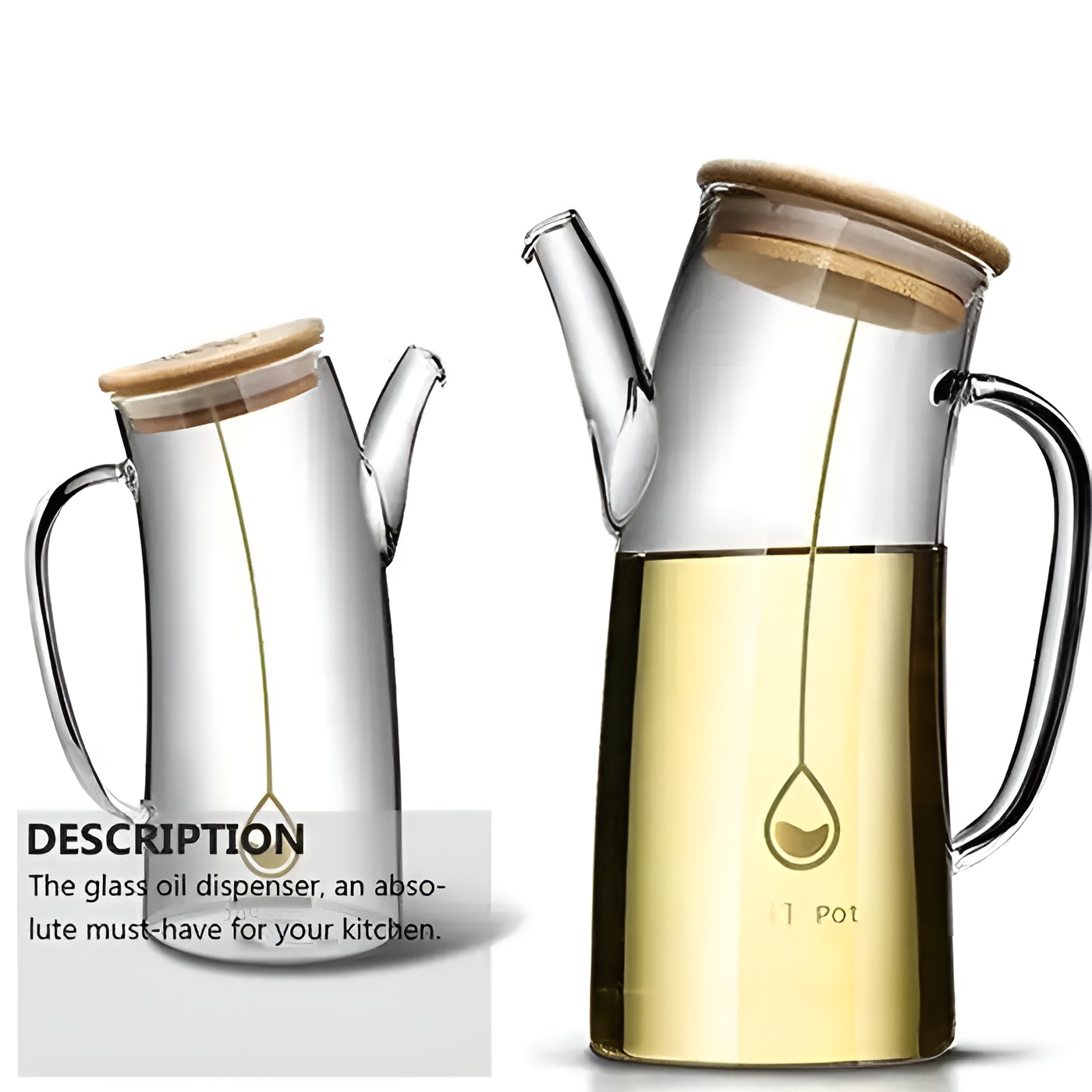 Glass Oil and Vinegar Dispenser Set with Bamboo Base